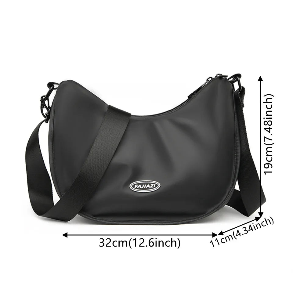 Men's Solid Color Nylon Shoulder Bags Men Casual Handbags Trend Simplicity Commute Large-capacity Versatile Crossbody Bags