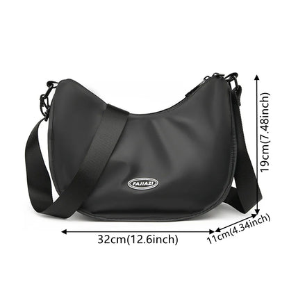 Men's Solid Color Nylon Shoulder Bags Men Casual Handbags Trend Simplicity Commute Large-capacity Versatile Crossbody Bags
