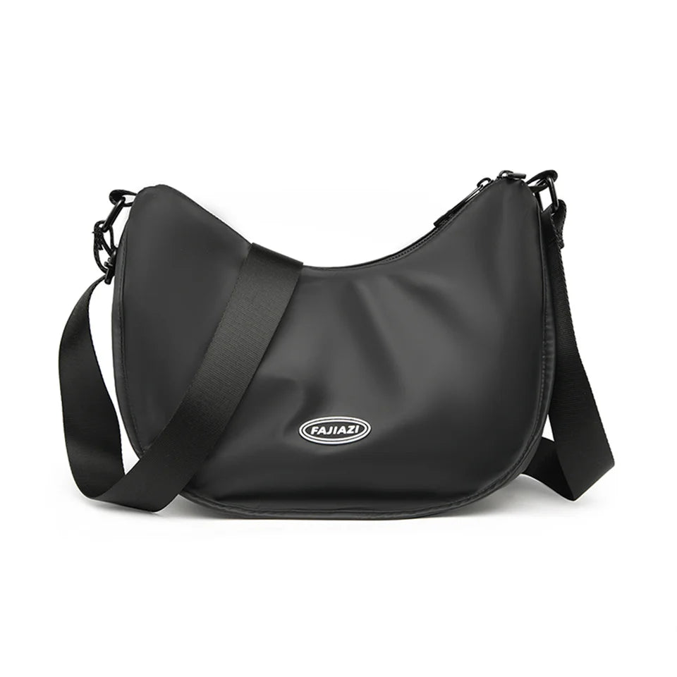 Men's Solid Color Nylon Shoulder Bags Men Casual Handbags Trend Simplicity Commute Large-capacity Versatile Crossbody Bags