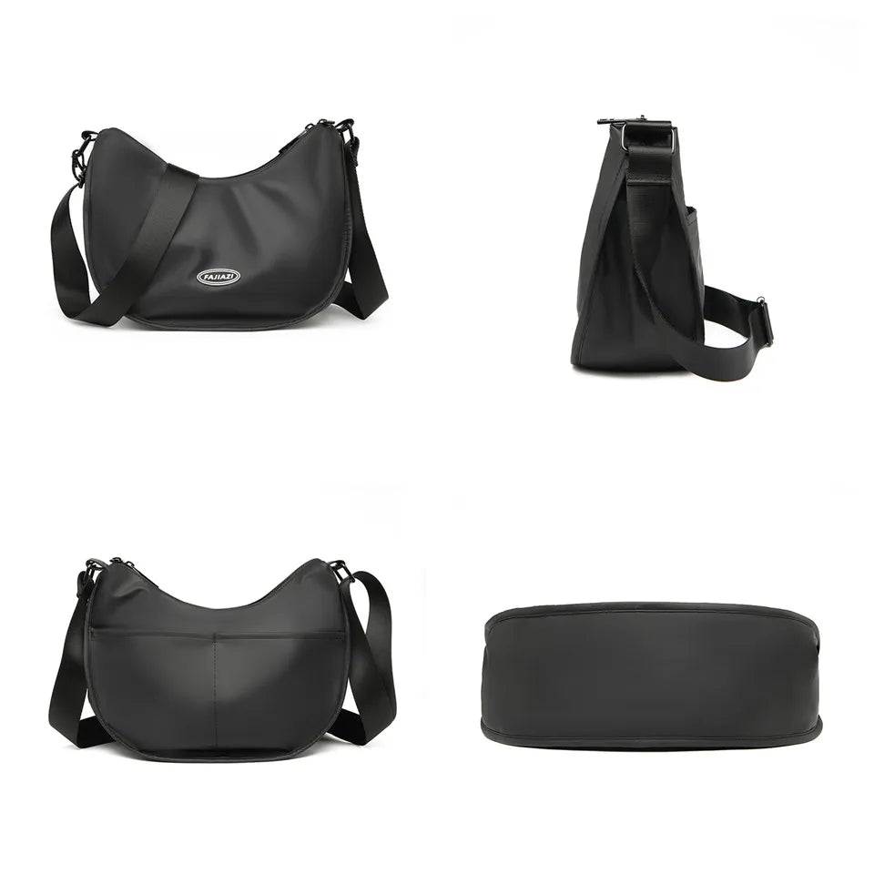 Men's Solid Color Nylon Shoulder Bags Men Casual Handbags Trend Simplicity Commute Large-capacity Versatile Crossbody Bags