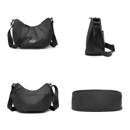 Men's Solid Color Nylon Shoulder Bags Men Casual Handbags Trend Simplicity Commute Large-capacity Versatile Crossbody Bags