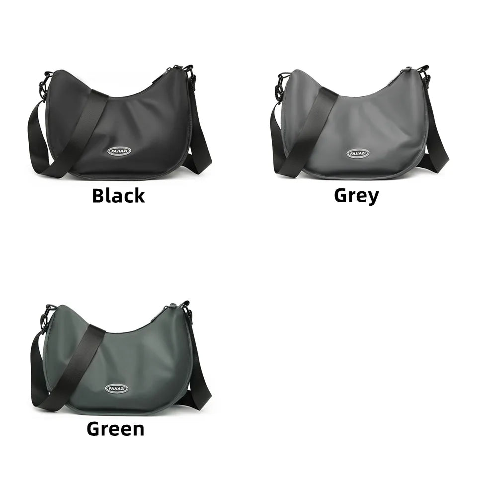 Men's Solid Color Nylon Shoulder Bags Men Casual Handbags Trend Simplicity Commute Large-capacity Versatile Crossbody Bags
