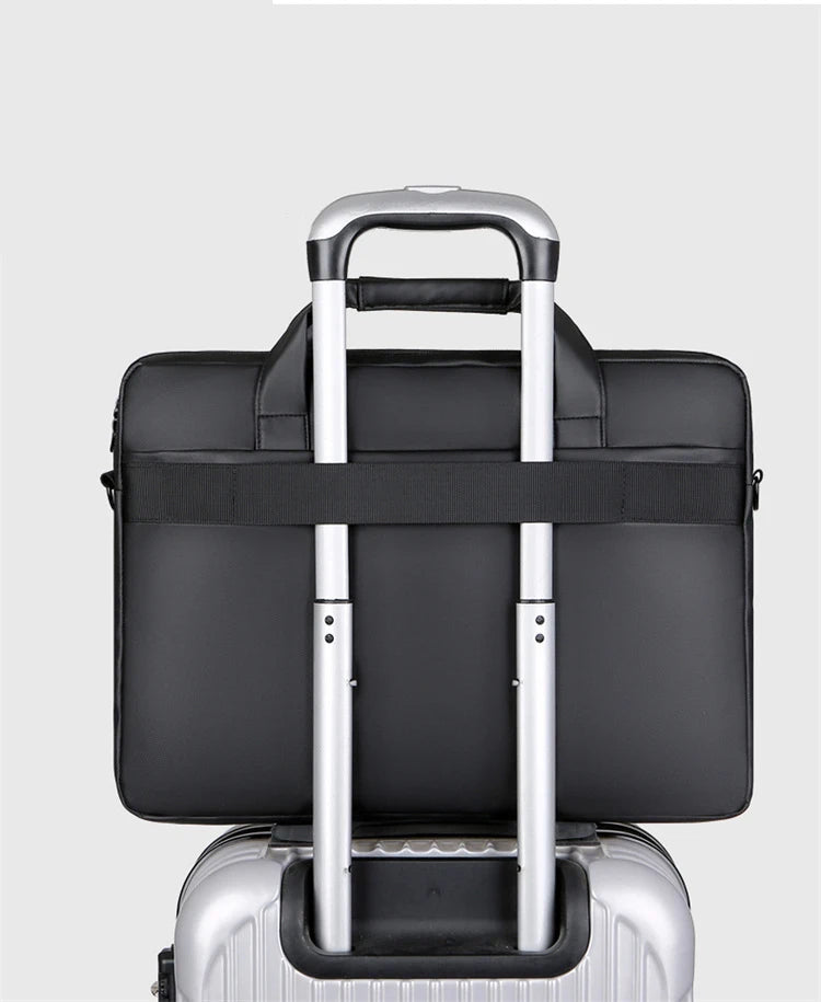 Men's Thin Briefcases For Men Handbags Waterproof Large Capacity Briefcase Shoulder Strap Laptop 15.6 Inch Black CrossbodyBag