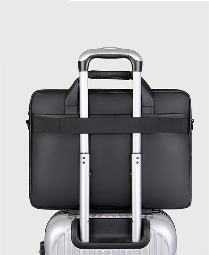 Men's Thin Briefcases For Men Handbags Waterproof Large Capacity Briefcase Shoulder Strap Laptop 15.6 Inch Black CrossbodyBag