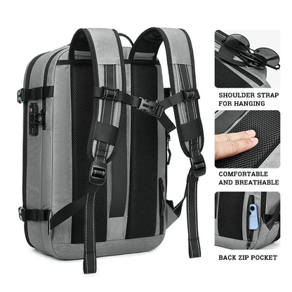 Men's Travel Backpack Expandable Oxford Cloth Waterproof Laptop Bag Multifunctional Business Fashion Anti-theft Vacuum Work Pack