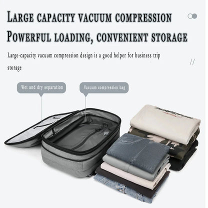 Men's Travel Backpack Expandable Oxford Cloth Waterproof Laptop Bag Multifunctional Business Fashion Anti-theft Vacuum Work Pack