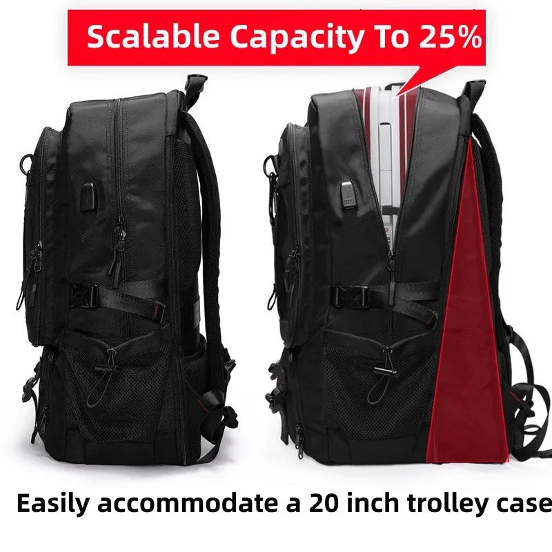 Men's Traveling 50-80L Large Capacity Business For Men 17 Inch Laptop Bags Fashion Oxford With Shoe Backpack
