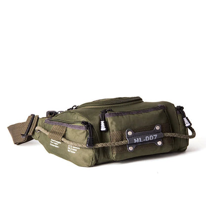 Men's Waist Bag Oxford Spinning Crossbody Casual Portable Small Bag Messenger Bag Army Color Black
