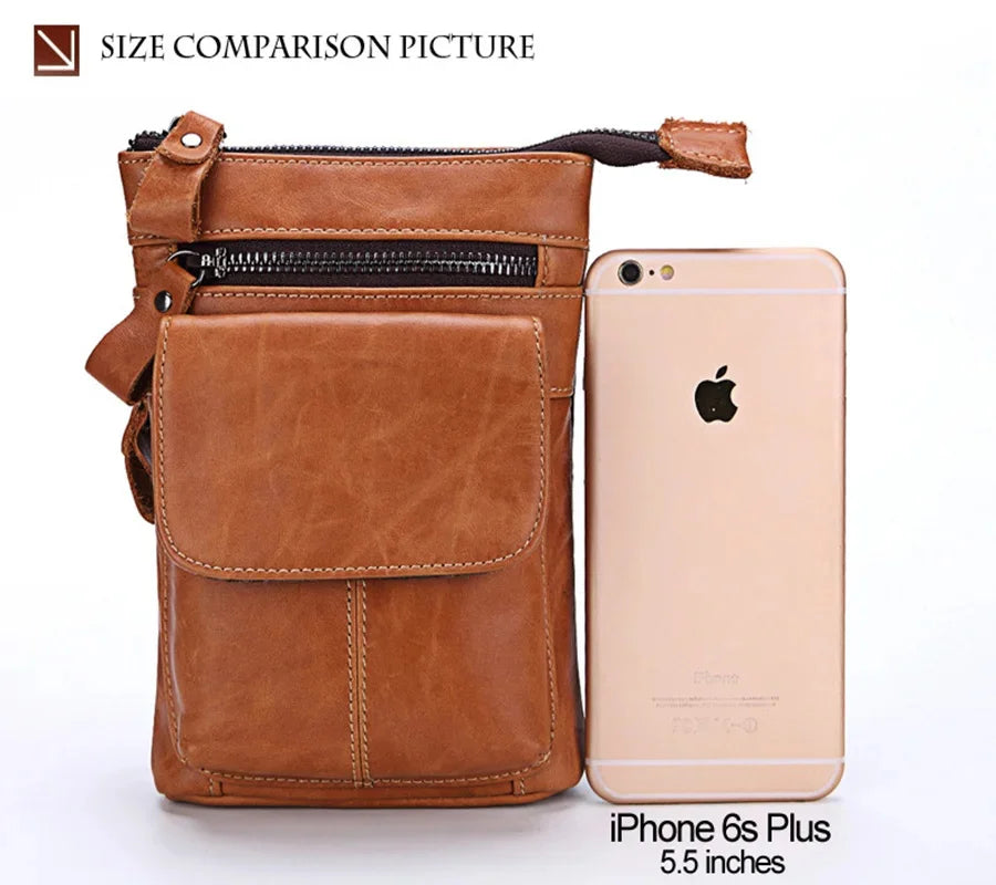 Men's Waist Bags Genuine Leather Man Chest Bag travel fanny pack Compartments Large Capacity Phone Purse Mini Hip Pack