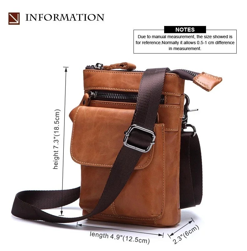 Men's Waist Bags Genuine Leather Man Chest Bag travel fanny pack Compartments Large Capacity Phone Purse Mini Hip Pack