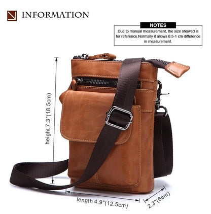 Men's Waist Bags Genuine Leather Man Chest Bag travel fanny pack Compartments Large Capacity Phone Purse Mini Hip Pack