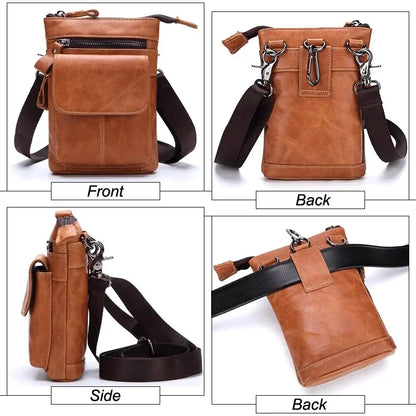 Men's Waist Bags Genuine Leather Man Chest Bag travel fanny pack Compartments Large Capacity Phone Purse Mini Hip Pack
