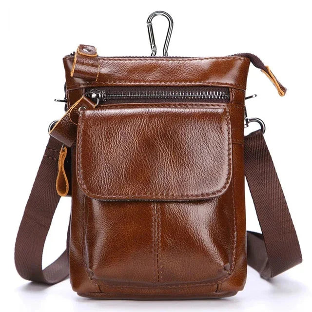 Men's Waist Bags Genuine Leather Man Chest Bag travel fanny pack Compartments Large Capacity Phone Purse Mini Hip Pack