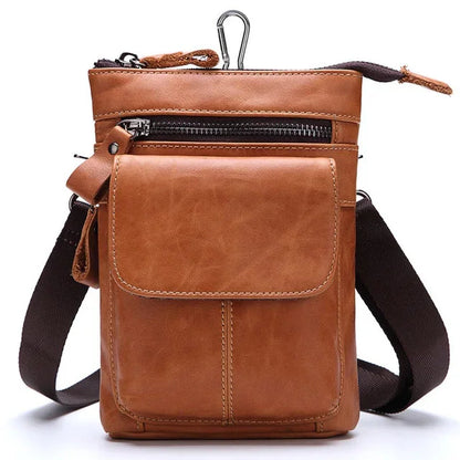 Men's Waist Bags Genuine Leather Man Chest Bag travel fanny pack Compartments Large Capacity Phone Purse Mini Hip Pack