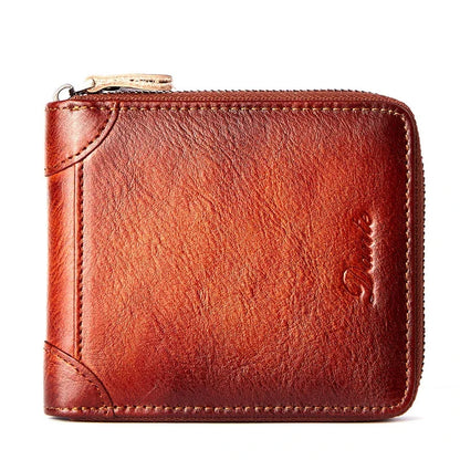 Men's Wallet Genuine Leather for Men Pocket Short Male Card Holder Wallets Zipper Around Money Coin Purse
