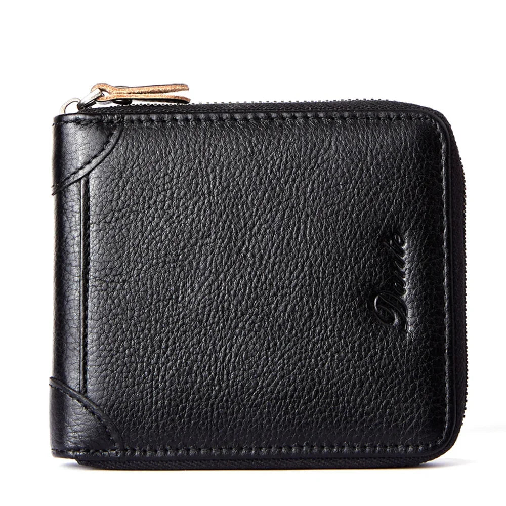 Men's Wallet Genuine Leather for Men Pocket Short Male Card Holder Wallets Zipper Around Money Coin Purse