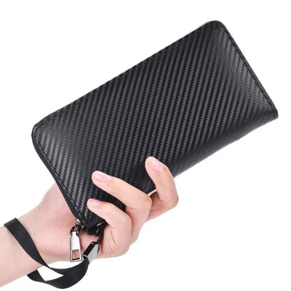 Men's Wallet Long Business Clutch Zipper Wallet Portable Mobile Phone Bag Security Anti-theft Card Bag Banknote Clip Coin Purse