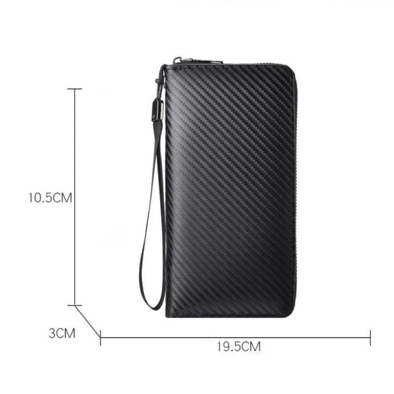 Men's Wallet Long Business Clutch Zipper Wallet Portable Mobile Phone Bag Security Anti-theft Card Bag Banknote Clip Coin Purse
