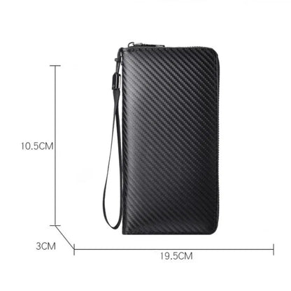 Men's Wallet Long Business Clutch Zipper Wallet Portable Mobile Phone Bag Security Anti-theft Card Bag Banknote Clip Coin Purse