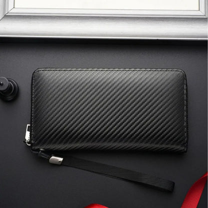 Men's Wallet Long Business Clutch Zipper Wallet Portable Mobile Phone Bag Security Anti-theft Card Bag Banknote Clip Coin Purse