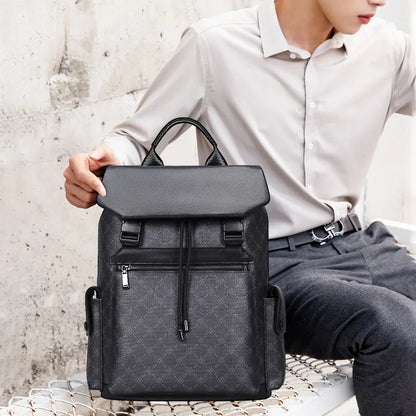 Men's Waterproof Backpack Large Capacity 15.6 Inches Laptop Bag Fashion Schoolbag Luxury Leather Backpacks Travel Commute