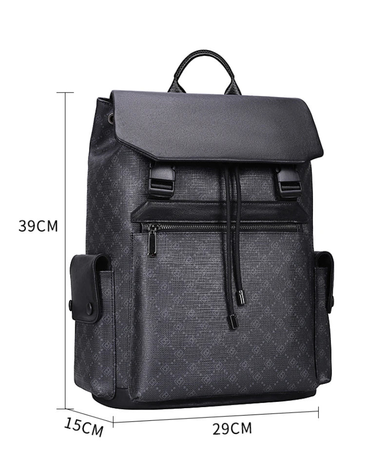 Men's Waterproof Backpack Large Capacity 15.6 Inches Laptop Bag Fashion Schoolbag Luxury Leather Backpacks Travel Commute