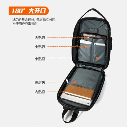 Men's Waterproof Shoulder Bag Male Multifunction Anti-theft Crossbody Bag Casual Short Trip USB Charging Sling Chest Pack
