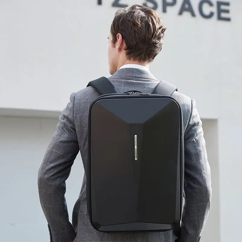 Men's laptop backpack plastic hard case computer bag Men's business waterproof backpack with USB charging port and password lock