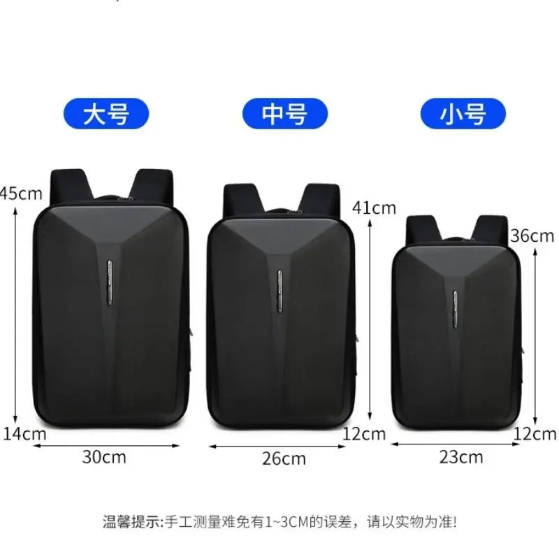 Men's laptop backpack plastic hard case computer bag Men's business waterproof backpack with USB charging port and password lock