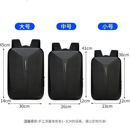 Men's laptop backpack plastic hard case computer bag Men's business waterproof backpack with USB charging port and password lock