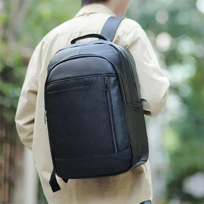 Men's leather large capacity business leisure travel computer backpack fashion trend first layer cowhide school bag man