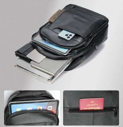 Men's leather large capacity business leisure travel computer backpack fashion trend first layer cowhide school bag man