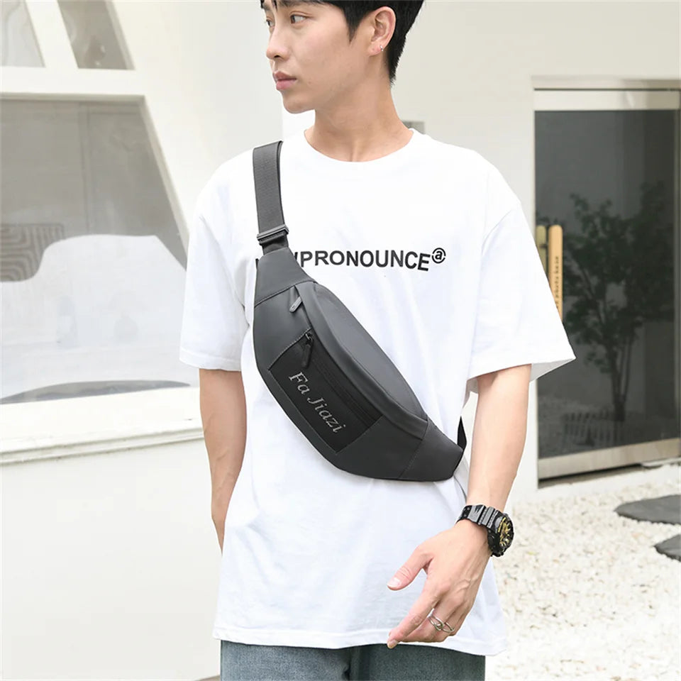 Men's nylon waist bag Fanny Pack belt waist bag laser chest phone bag sling bag multi-function sports and leisure