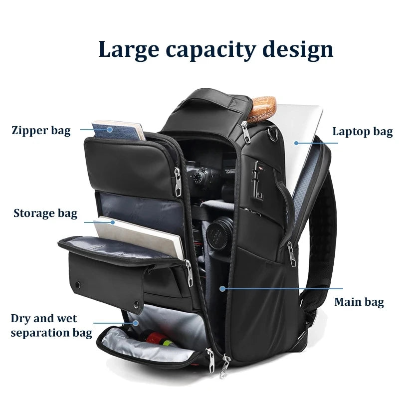 Men travel Professional SLR camera backpack With tripod bracket Detachable into a Anti-theft 40L travel 17 inch Laptop Backpack