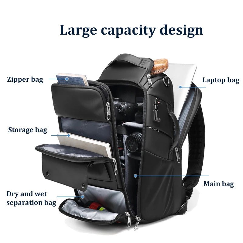 Men travel Professional SLR camera backpack With tripod bracket Detachable into a Anti-theft 40L travel 17 inch Laptop Backpack