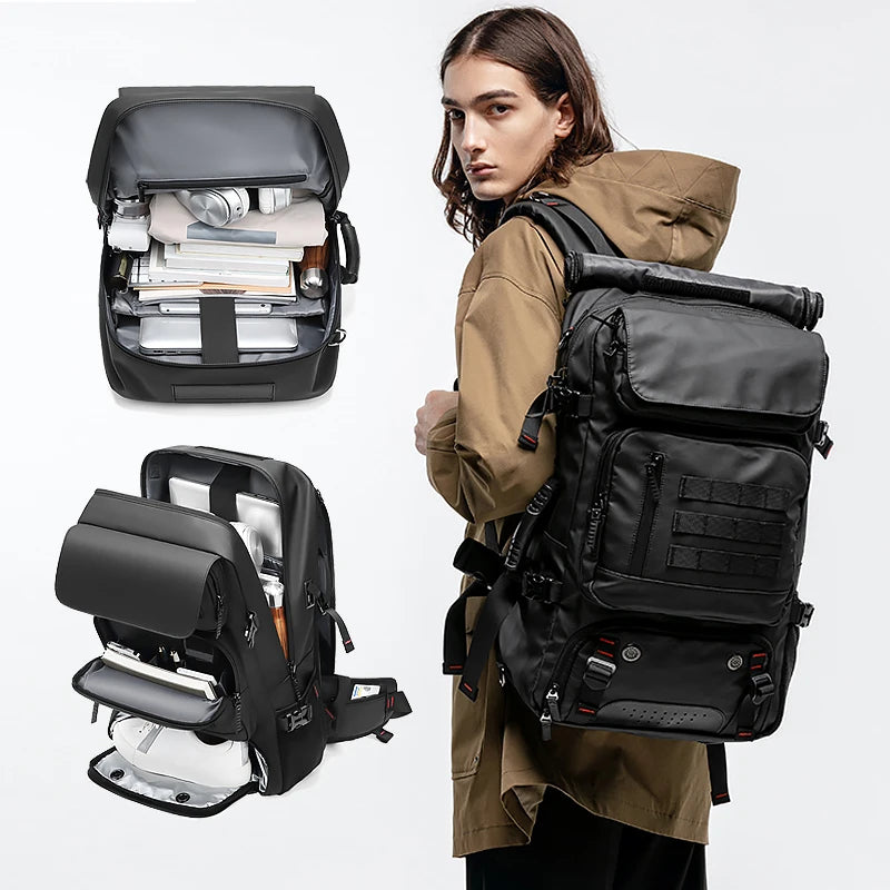 Men travel backpack 50L hiking trekking backpack waterproof  17 inch Laptop Backpack Business Backpack with Separate Shoe Bag