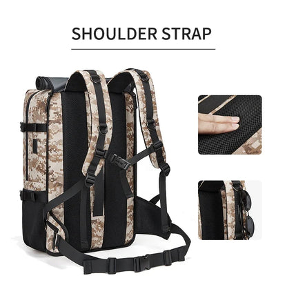 Men travel backpack 50L outdoors backpack Mountaineering bag waterproof Laptop Backpack Camping Backpack with Separate Shoe Bag