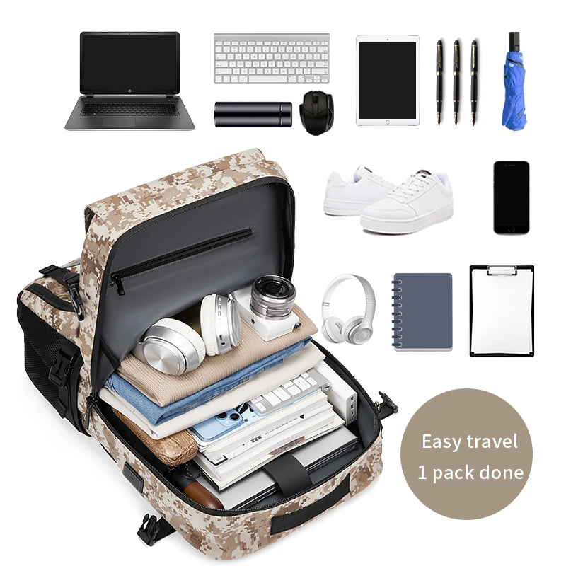 Men travel backpack 50L outdoors backpack Mountaineering bag waterproof Laptop Backpack Camping Backpack with Separate Shoe Bag