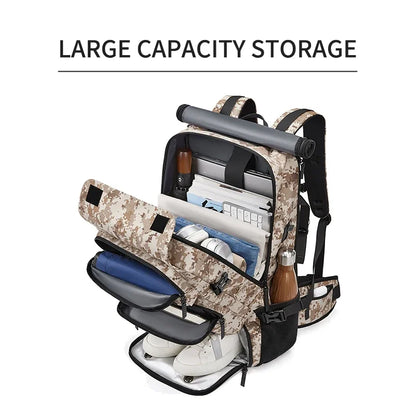 Men travel backpack 50L outdoors backpack Mountaineering bag waterproof Laptop Backpack Camping Backpack with Separate Shoe Bag