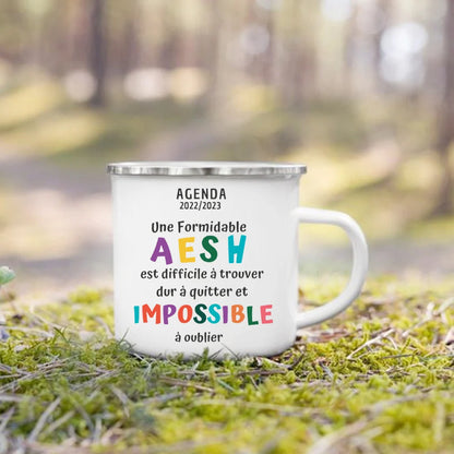 Merci AESH Printed Mugs Creative Coffee Tea Cups Drinks Water Milk Cup Enamel Mug School Home Handle Drinkware Gifts for AESH