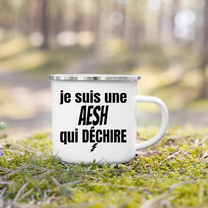 Merci AESH Printed Mugs Creative Coffee Tea Cups Drinks Water Milk Cup Enamel Mug School Home Handle Drinkware Gifts for AESH