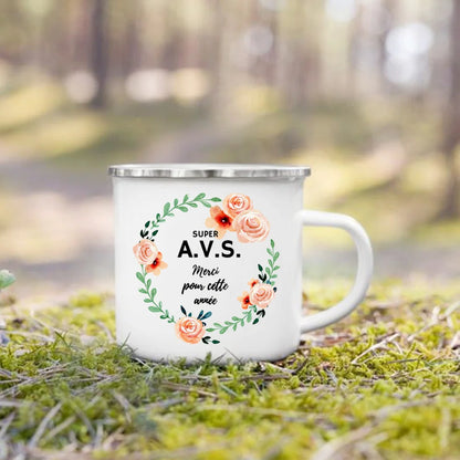 Merci AVS Flower Print Mugs Creative Coffee Tea Cups Enamel Mug School Home Retro Handle Drinkware Drinks Water Cup Gift For AVS