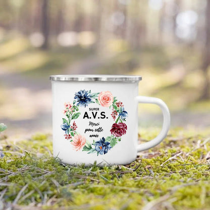 Merci AVS Flower Print Mugs Creative Coffee Tea Cups Enamel Mug School Home Retro Handle Drinkware Drinks Water Cup Gift For AVS
