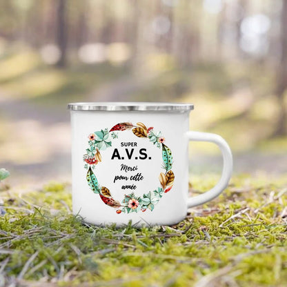 Merci AVS Flower Print Mugs Creative Coffee Tea Cups Enamel Mug School Home Retro Handle Drinkware Drinks Water Cup Gift For AVS