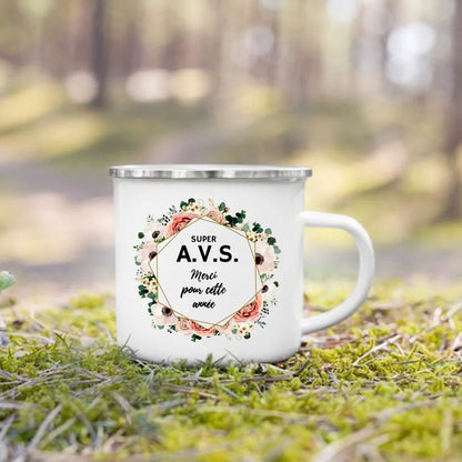Merci AVS Flower Print Mugs Creative Coffee Tea Cups Enamel Mug School Home Retro Handle Drinkware Drinks Water Cup Gift For AVS