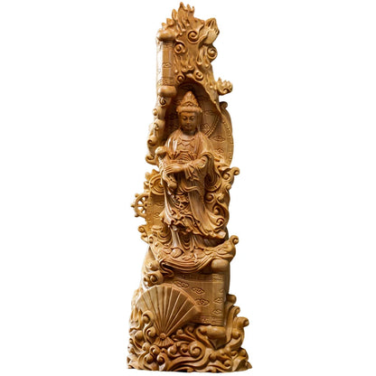 Mercy Goddes Guanyin Wood Buddha Status Guan Yin Feng Shui Avalokitasvara Sculpture Home Decoration Solid Wood Statue