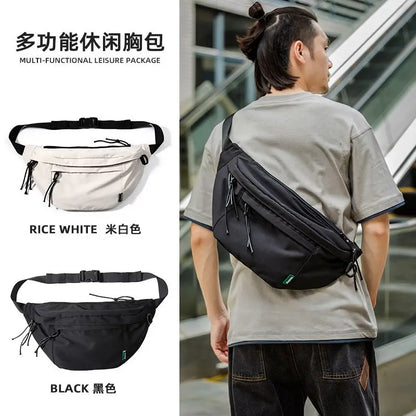 Mesh Design Fashion Men Chest Bag 9.7inch Ipad Waterproof Breathable Multilayer Oxford Sports Cycling Short Trip Waist Bag
