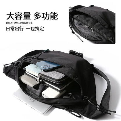 Mesh Design Fashion Men Chest Bag 9.7inch Ipad Waterproof Breathable Multilayer Oxford Sports Cycling Short Trip Waist Bag