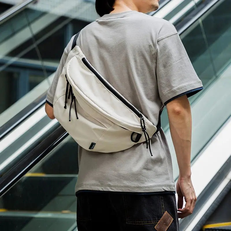 Mesh Design Fashion Men Chest Bag 9.7inch Ipad Waterproof Breathable Multilayer Oxford Sports Cycling Short Trip Waist Bag