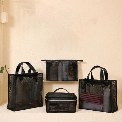 Mesh Makeup Bag Zipper Pouch Cosmetic Organizer Case Travel Toiletry Bags Organize Supplies Daily Cosmetics Accessories